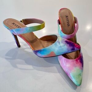 Just Fab‎ I’m the Catch Watercolor Slip on Mule Heel Size 8.5